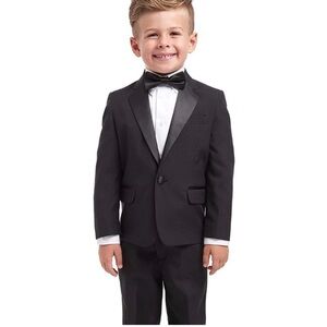 Nautical Black Suit with White Shirt and Purple & Black Bow Tie 4T